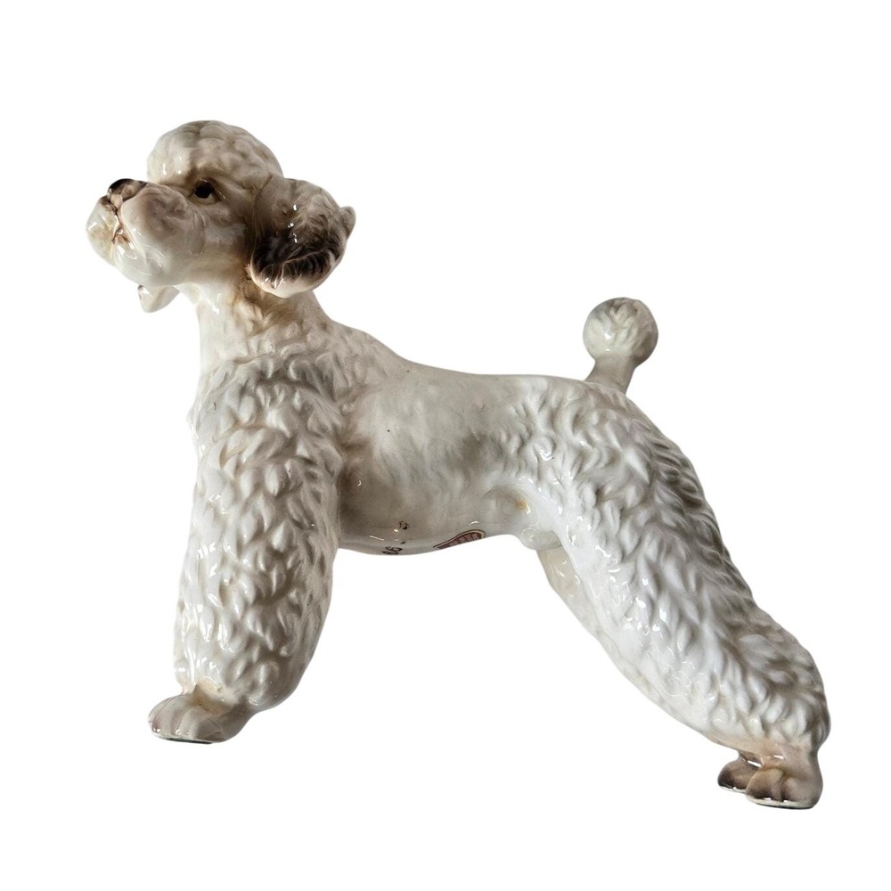 Lefton Ceramic Poodle Figurine White Mid‎ Century Vintage Japan Decor